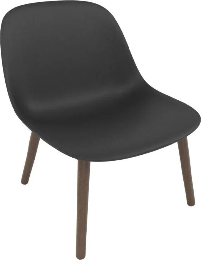 Fiber loungestol wood base black, mørkebrunbeisede ben