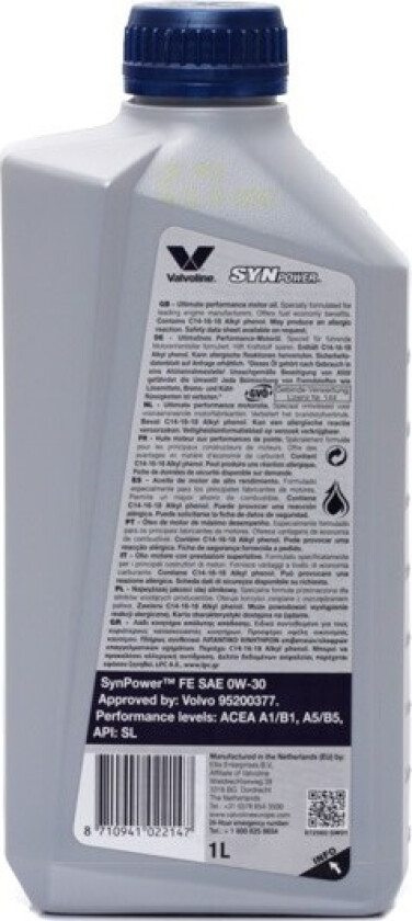 Motorolje Valvoline 872560