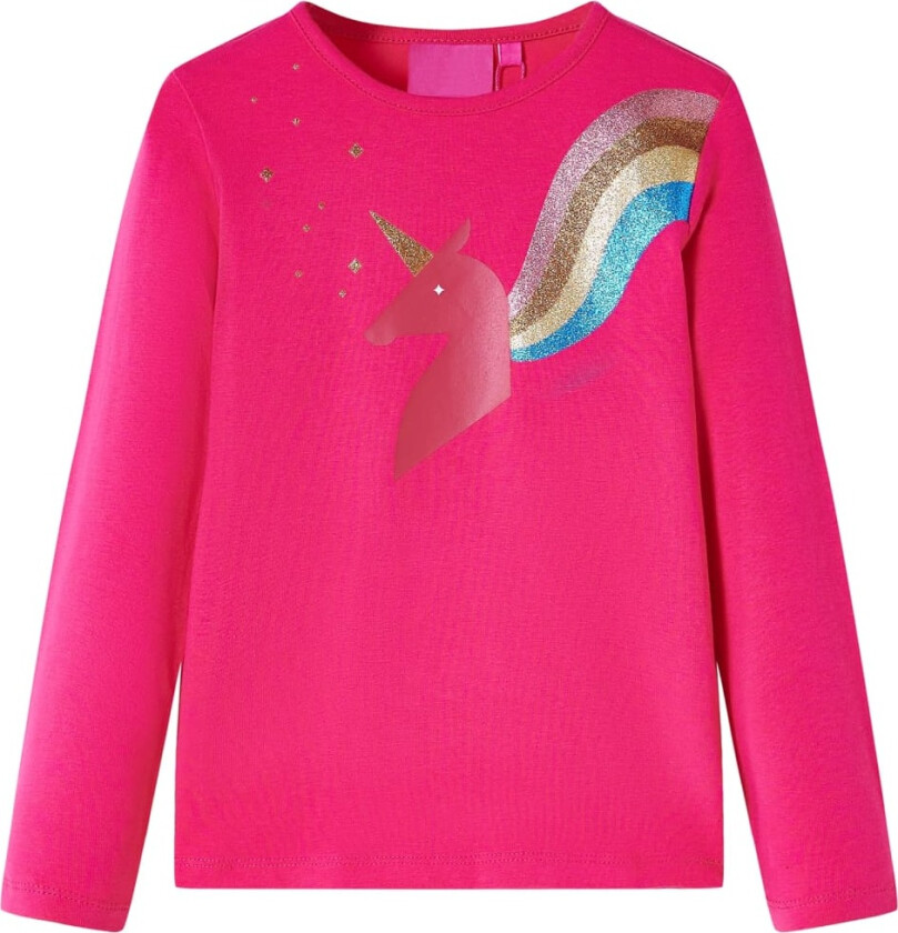 T-skjorte for barn med lange ermer knallrosa 104
