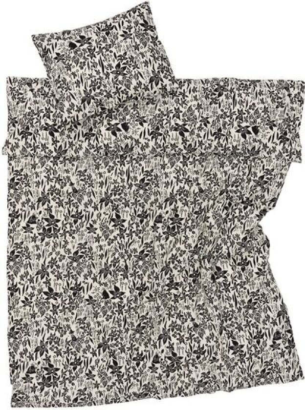 Mummitrollet sengesett 150 x 210 cm Lilja svart-hvit