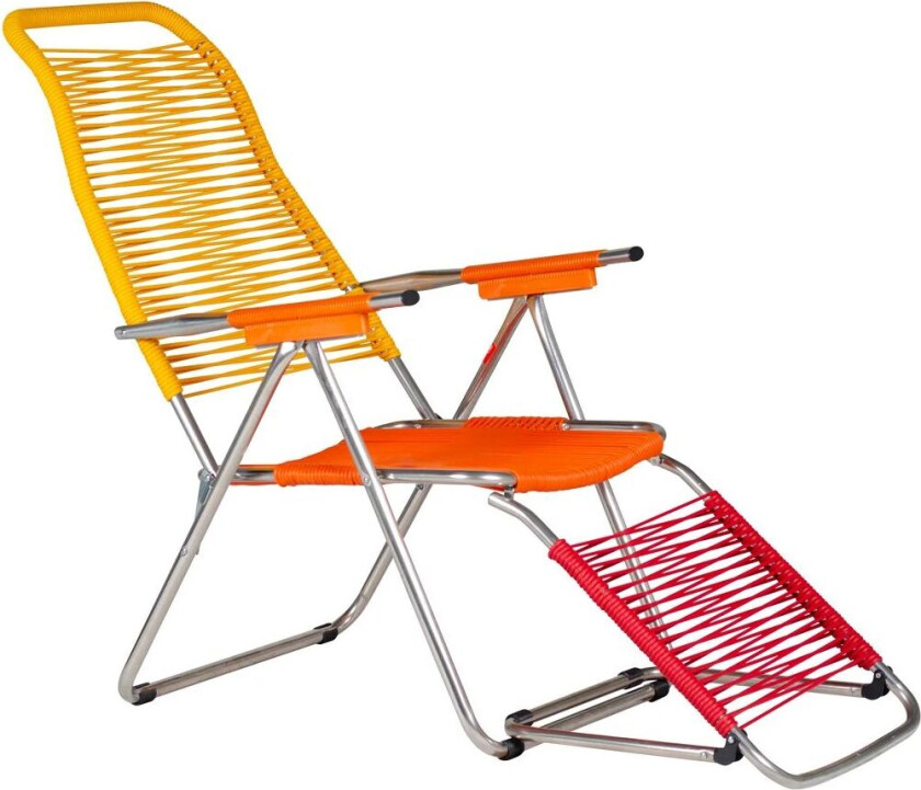 Spaghetti solstol med fotstøtte Multi-gul