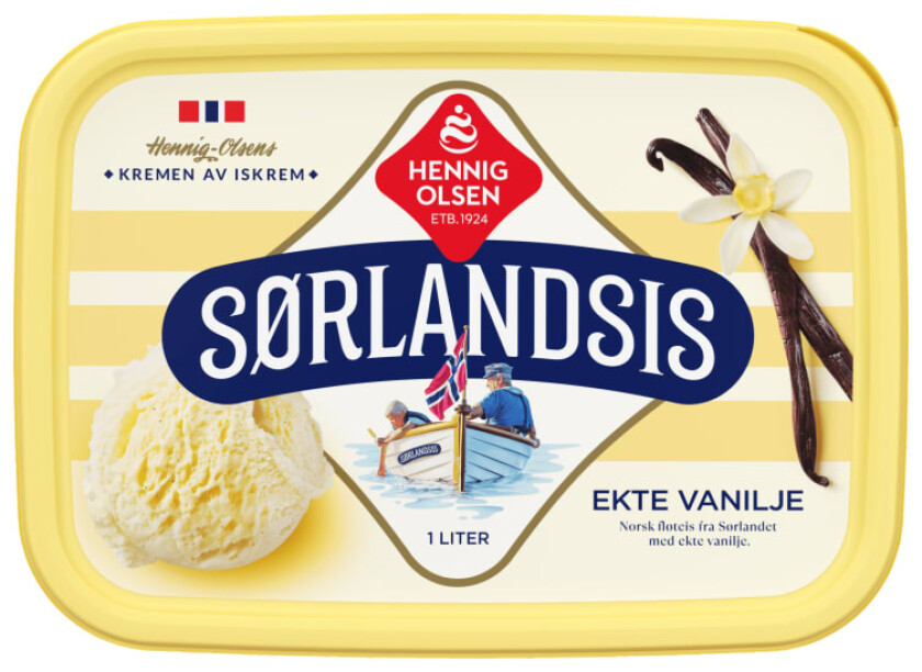 Sørlandsis Ekte Vanilje 1l Hennig-Olsen Is