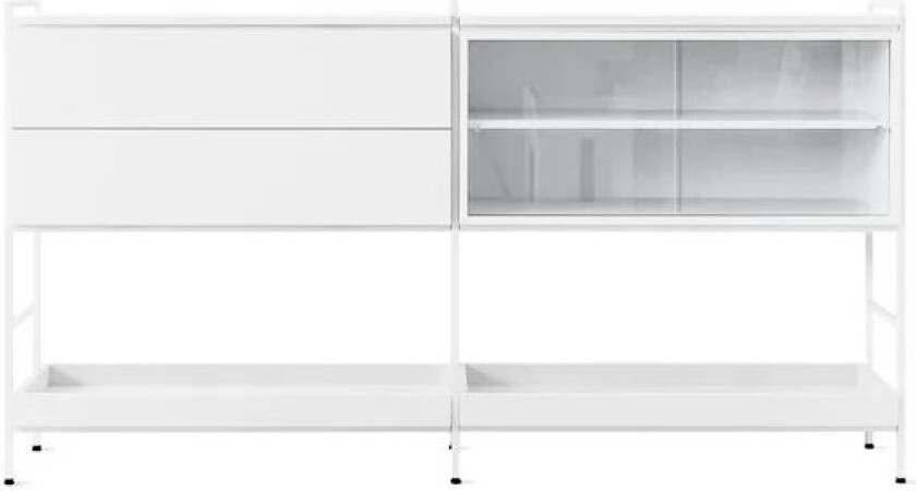 Molto Medium sidebord Hvit, 2 seksjoner med vitrine