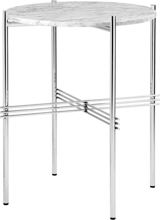 TS salongbord polert stål Ø 40 White carrara marble