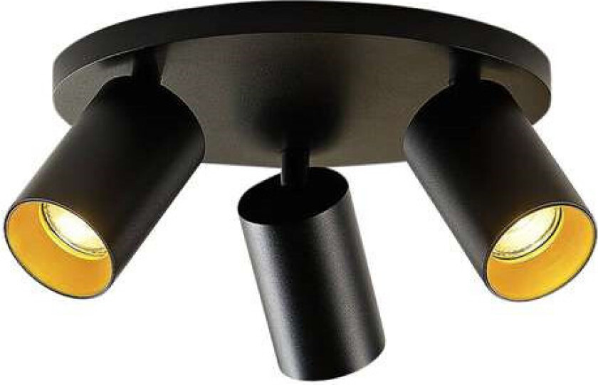 Brinja takspot, rund, 3 lyskilde, svart