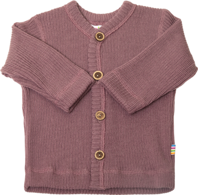 Ribbestrikket ull cardigan - rose