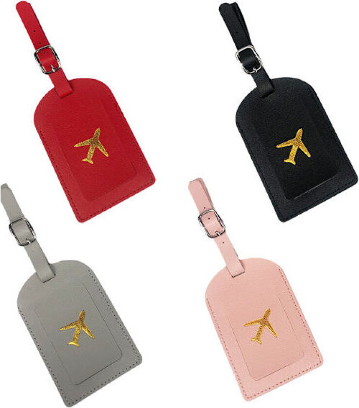 4 Pakning Bagasjelapper i Lær Reiseveskeetiketter Bagasjelapp Veske Koffertetiketter Imitert Lær for Koffert Kvinner Barn Morsom Søt