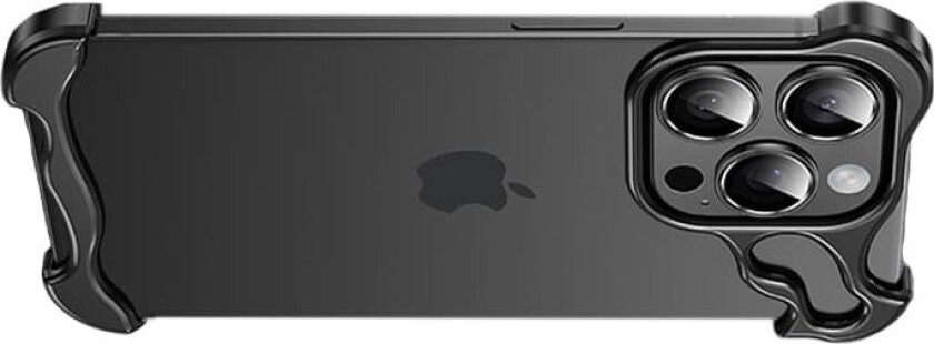 INF Unikt metallrammedeksel + linsefilm for iPhone 14 Pro Max Sort