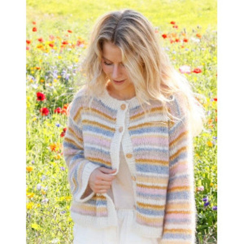 Pastel Spring Cardigan by DROPS Design - Cardigan Strikkeoppskrift str - X-Large