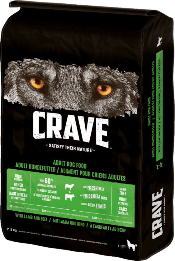 11,5kg tørrfôr + 6x400g våtfôr CRAVE til spesialpris! - 11,5 kg Lam og okse + 6 x 400 g Kylling og kalkun