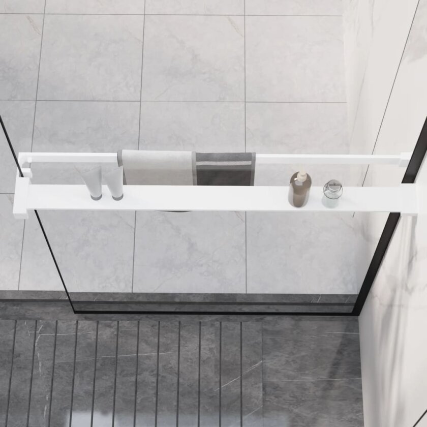 Dusjhylle for dusjvegg hvit 80 cm aluminium