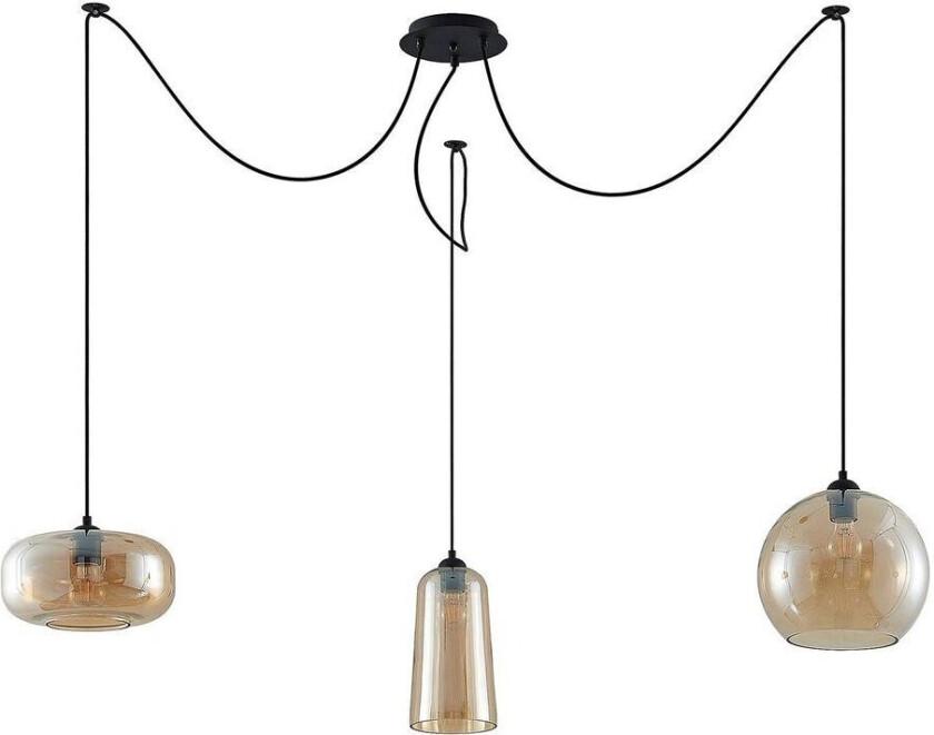 Zyli hengelampe, 3 lyskilder, rav