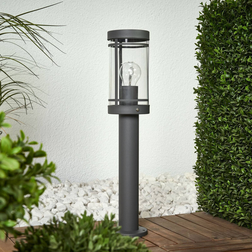 Djori mørkegrå sokkellampe av rustfritt stål