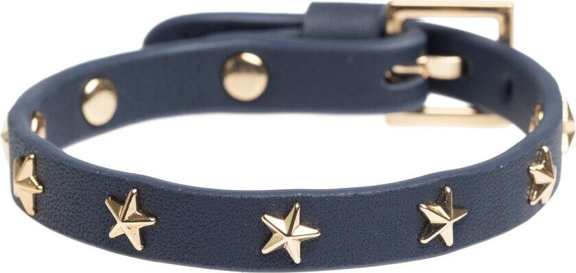 DARK Leather Star Stud Bracelet Mini Navy Blue