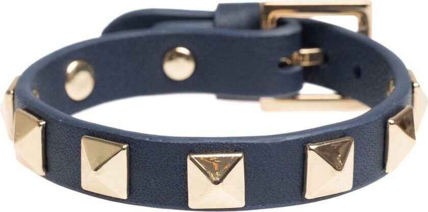 DARK Leather Stud Bracelet Navy Blue
