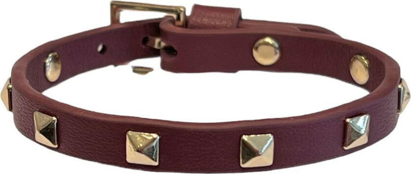 Bilde av DARK Leather Stud Bracelet Mini Maroon