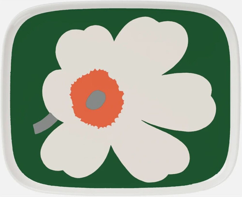 Unikko 60-årsjubileum fat 12x15 cm White-green-orange