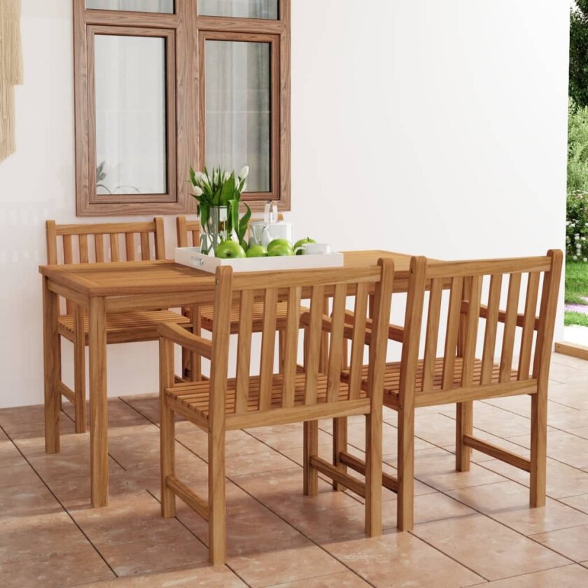 Utendørs spisestue 5 deler heltre teak