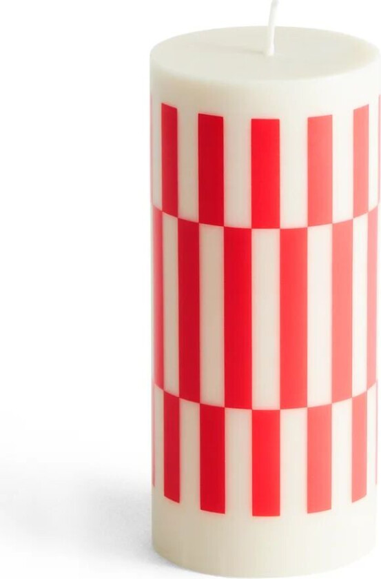 Column Candle kubbelys small 15 cm Off-white-red