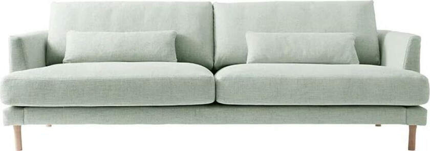 Bredhult sofa 3-seter tekstil bern 0345 green, hvitoljede eikeben