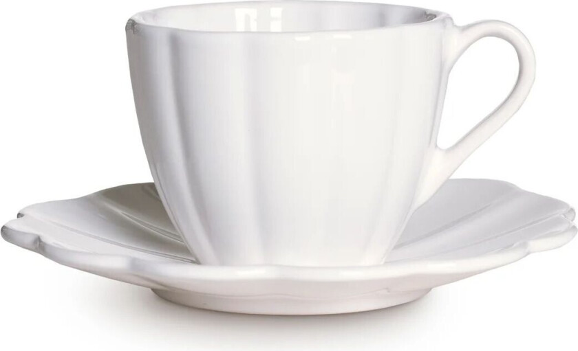 Oyster kopp med fat 25 cl Hvit