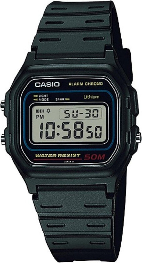 En klokke som aldri går av moten! - Casio W-59-1V - Digital - Sort - Unisex - Resin - Mineral