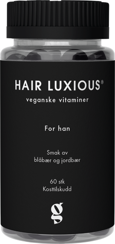 Hair Luxious For han Gummies, Blåbær & jordbær, 60 stk.