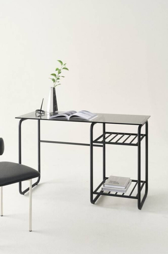skrivebord 50x120 cm Svart/grått glass