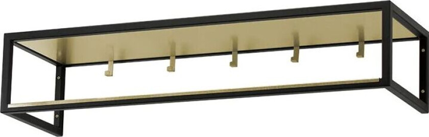 Garderobehylle 11 sortlakkert, messingbelegg