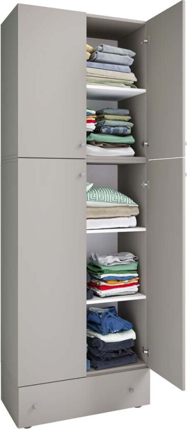 LonaXXL garderobeskap 4 dører 1 skuff grå.