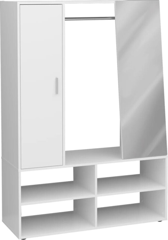 Garderobe med 4 rom og speil 105x39,7x151,3 cm hvit