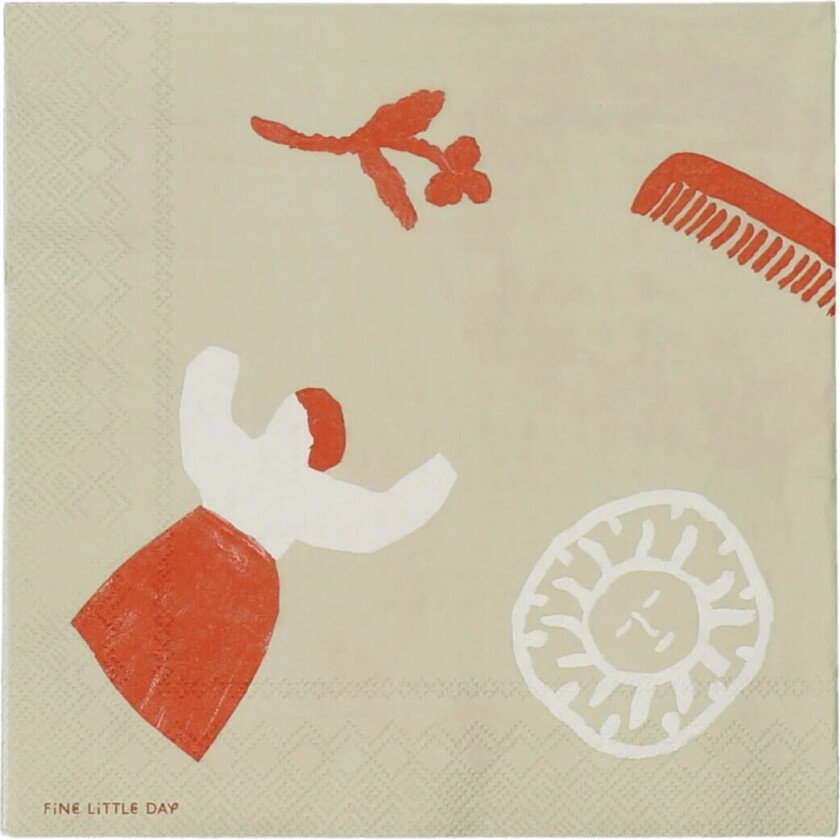 Figures serviett 20-pakning Beige-rød