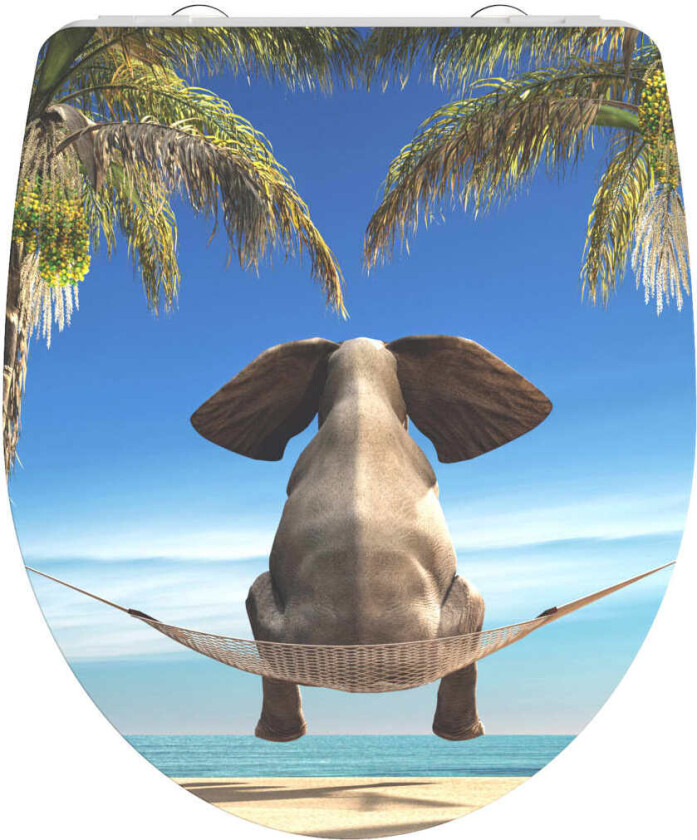 Toalettsete duroplast høyglans myk lukking HAPPY ELEPHANT