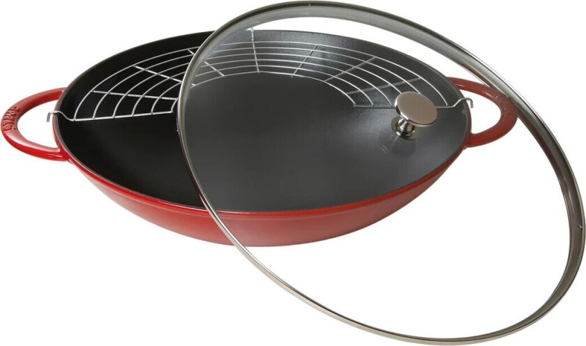 STAUB Wok med glasslokk Ø37 cm 5,7 L Rød