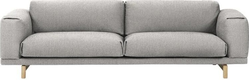 Rest sofa 3-seter tekstil vancouver 14 light grey, eikeben