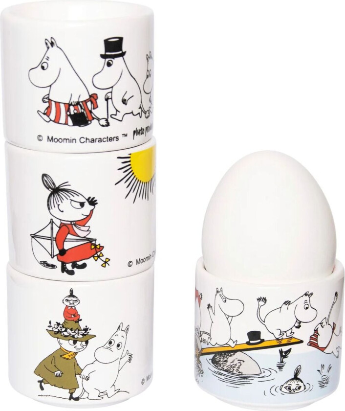 Mummi farge eggeglass 4 deler Hvit med motiv