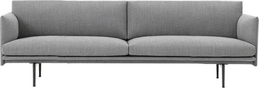 Outline sofa 3-seter tekstil tekstil fiord 151 grey, sorte ben