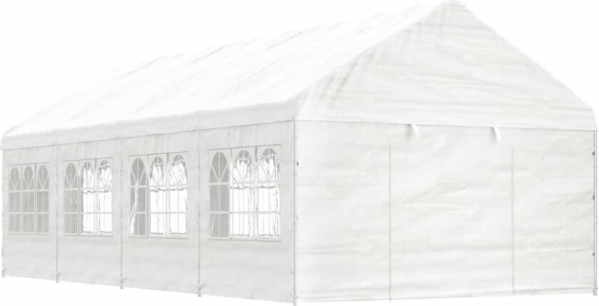 Paviljong med tak hvit 8,92x4,08x3,22 m polyetylen