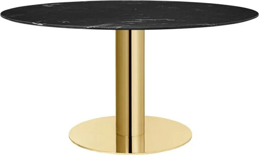 2.0 spisebord marble black, Ø 150, messingstativ