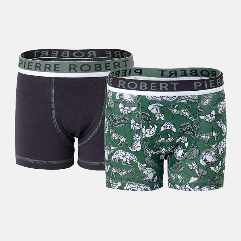 Boxer Cotton Kids Green - Charcoal 98-104