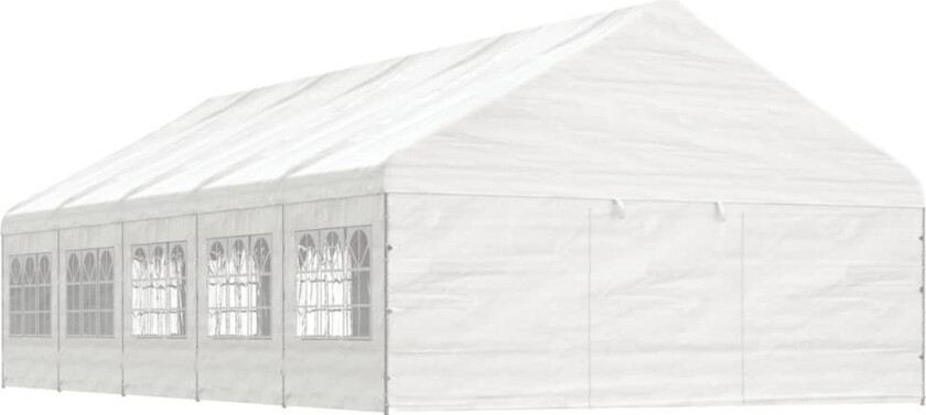 Paviljong med tak hvit 11,15x5,88x3,75 m polyetylen