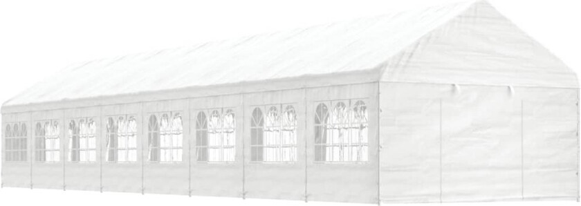 Paviljong med tak hvit 17,84x4,08x3,22 m polyetylen