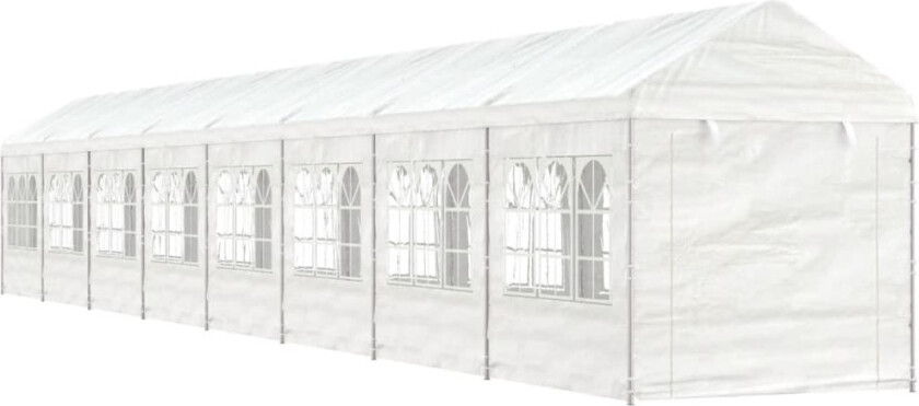 Paviljong med tak hvit 17,84x2,28x2,69 m polyetylen