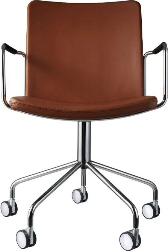 Stella kontorstol skinn elmosoft 33004 brun, kromstativ