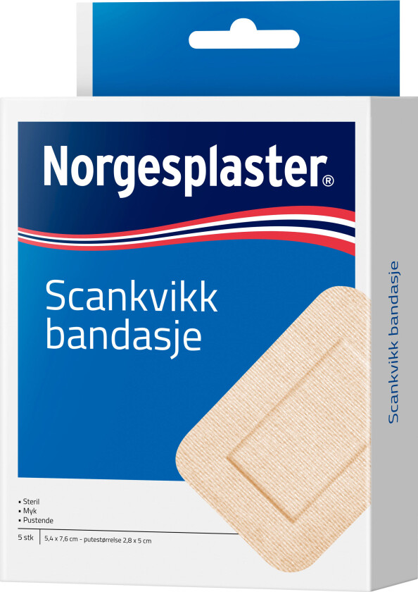 Scankvikk bandasje, 5,4x7,6 cm, beige, 5 stk.