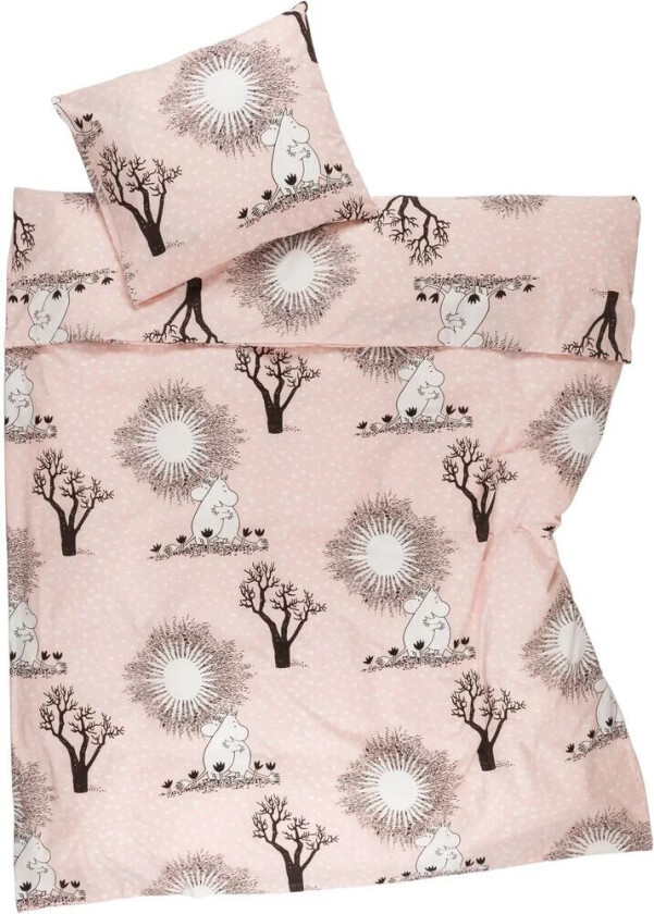 Mummitrollet sengesett 150 x 210 cm Kjærlighet rosa