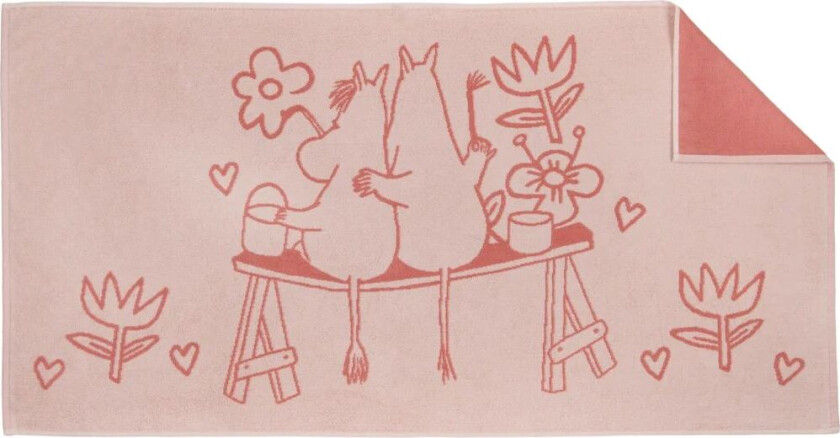 Mummitrollet badehåndkle 70 x 140 cm Kjærlighet rosa