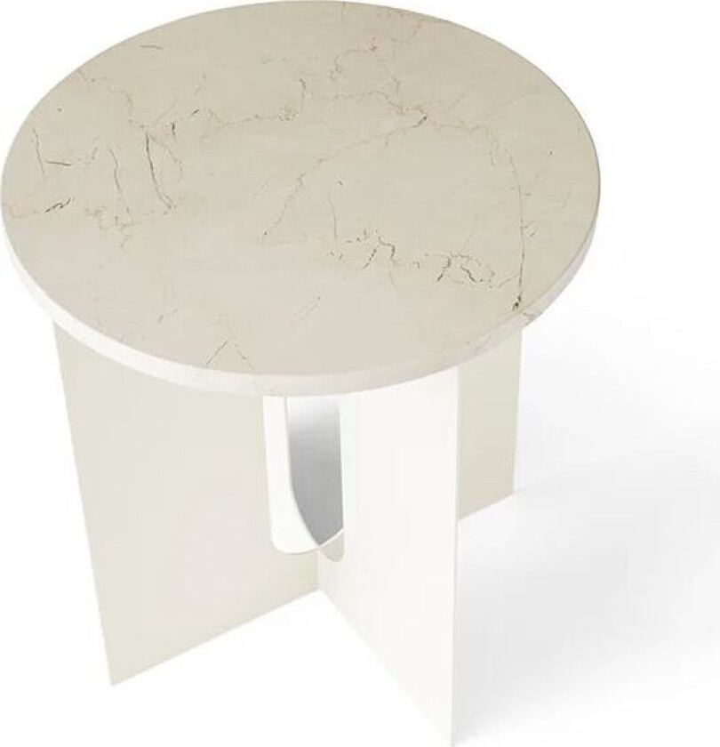 Androgyne sidebord marble ivory, ø 42 cm, ivory stålstativ