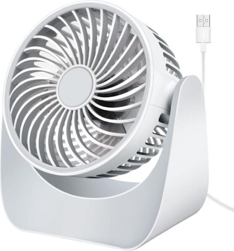 Stille USB-vifte, Mini skrivebordsvifte 3 hastigheter, 360° rotasjon Liten bærbar bordvifte Høy ytelse for soverom Bilcamping Utendørs (Hvit, Uten batteri)