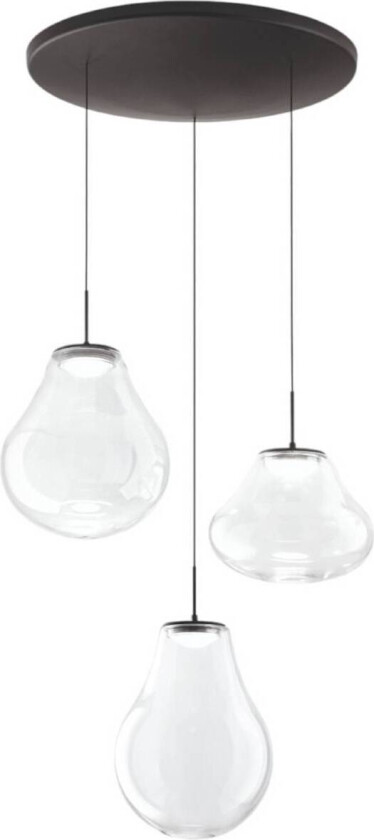 LED-pendellampe Deva, 3 lyskilder, Ø 50 cm, klar, CCT, dimbar